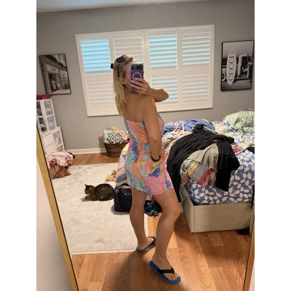 Lilly Pulitzer Windsor Strapless Dress -Electric Feel Size XS coverup Beachy - Picture 11 of 16